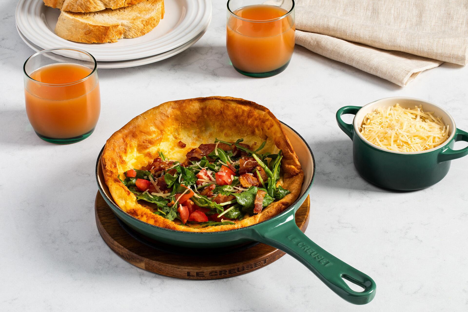 Parmesan Herb Dutch Baby with Tomato & Bacon